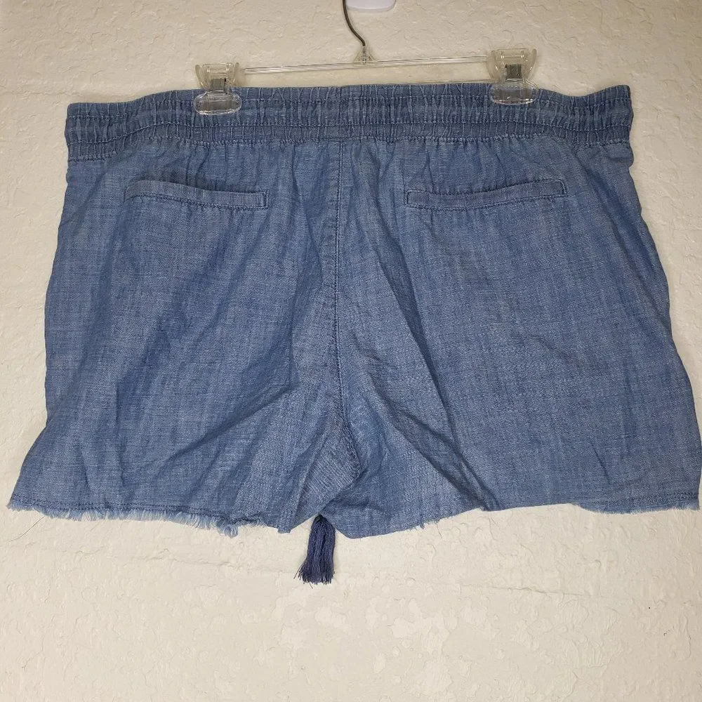 Time and Tru Chambray Jean Cutoff Fringe Shorts XL - Picture 9 of 13